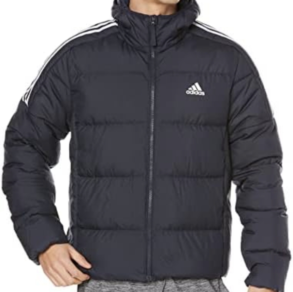 Adidas Black Puffer Midweight Down Hooded Jacket Sz.2XL